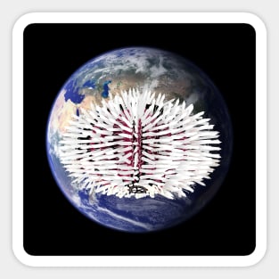 White sea urchin on planet earth Sticker